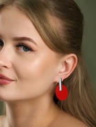 Серьги ассорти «Арт», линии, красные в серебре - Фото 2