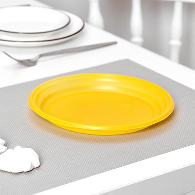 Тарелка пластиковая одноразовая столовая, d=20,5 см, цвет жёлтый