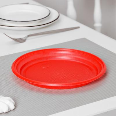 Тарелка одноразовая столовая, d=20,5 см, цвет красный
