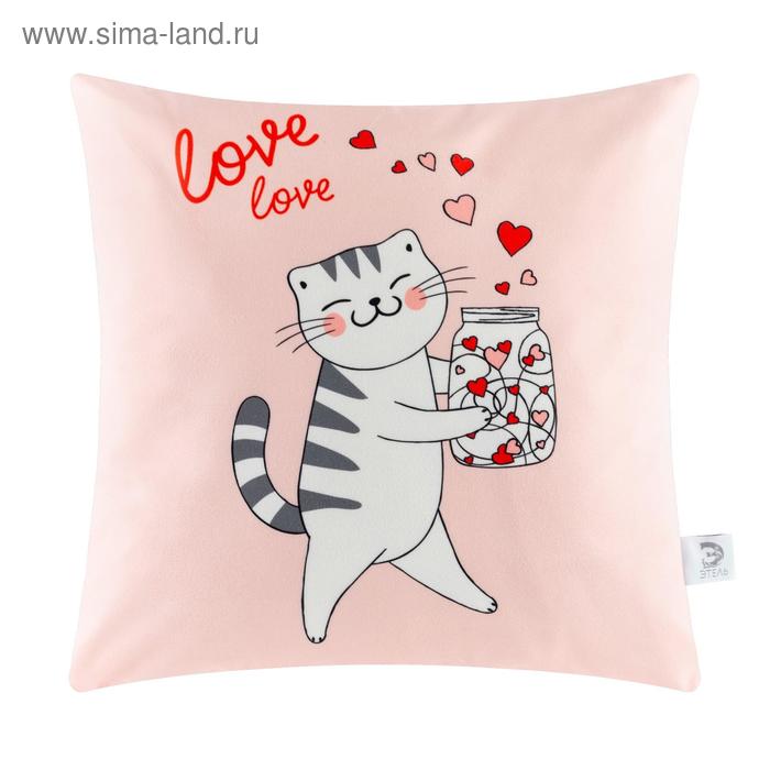 Наволочка декоративная «Этель. Cats love», 40×40 см, велюр - Фото 1
