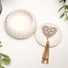 Сувенир керамика "Сердце с жемчужинами, с кистью" 4,5х7х7 см - фото 9727790
