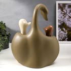 Сувенир керамика "Лебедь с детками" матовый набор 3 шт h=15; 17; 23 см - фото 23239890