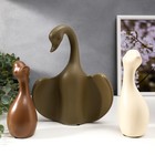 Сувенир керамика "Лебедь с детками" матовый набор 3 шт h=15; 17; 23 см - фото 23239891