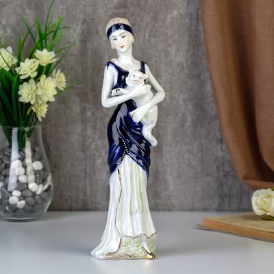 Фигурка керамика «Девушка с кошечкой», 29.5×8.5×6 см