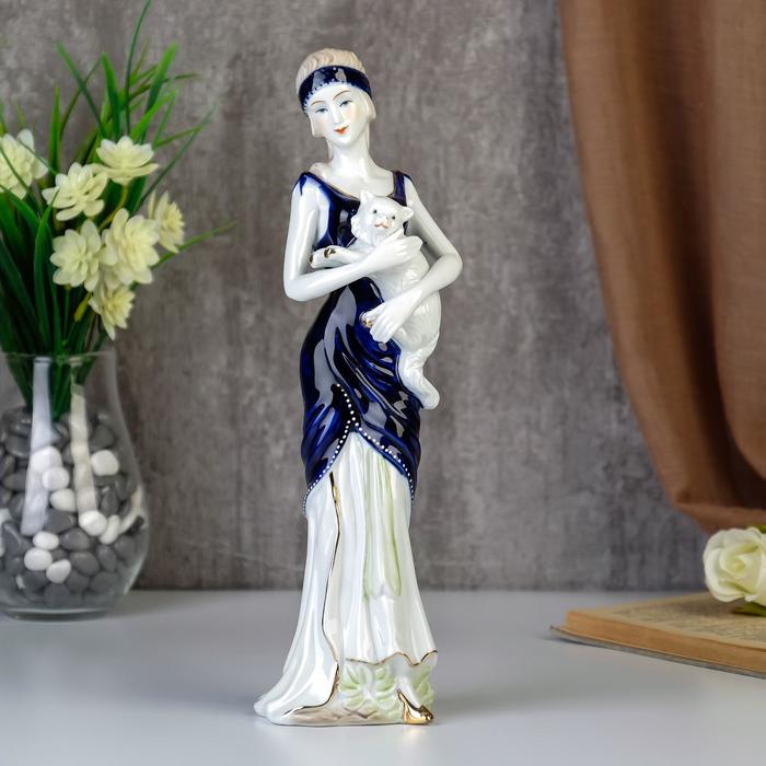 Фигурка керамика «Девушка с кошечкой», 29.5×8.5×6 см - Фото 1