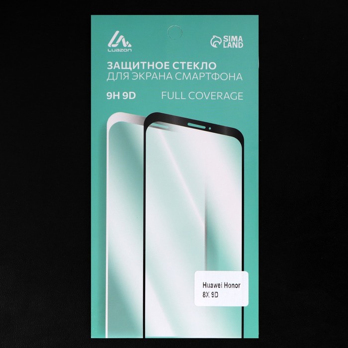 Защитное стекло 9D Luazon для Honor 8X, полный клей, 0.33 мм, 9Н, черное - фото 51319476