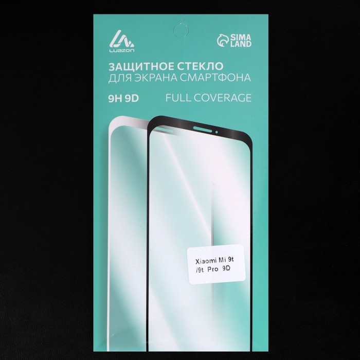 Защитное стекло 9D LuazON для Xiaomi Mi 9t/9t Pro, полный клей, 0.33 мм, 9Н, черное - фото 51319536