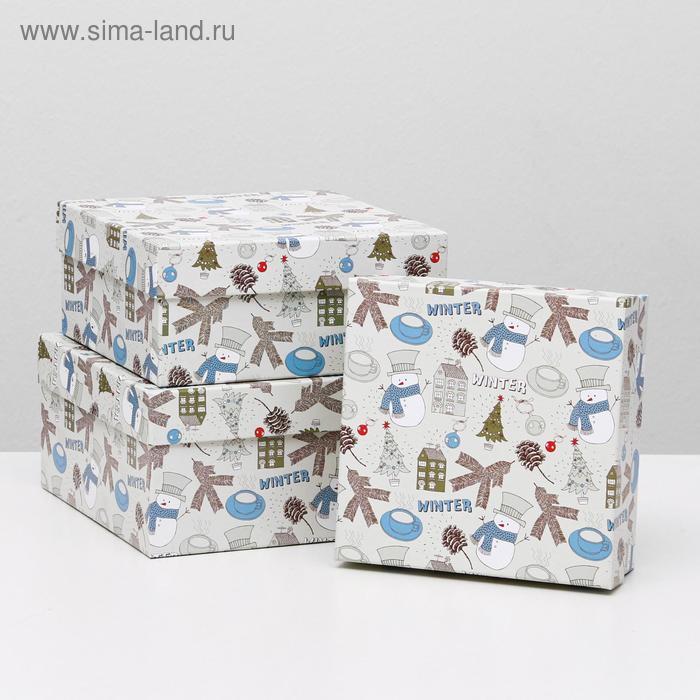 Набор коробок 3 в 1 "Winter", 19 х 19 х 9,5 - 15,5 х 15,5 х 6,5 см - Фото 1