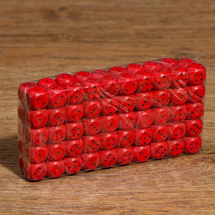 Кубик игральный 1.5х1.5х1.5 см, цветной, красные, - фото 1908597302
