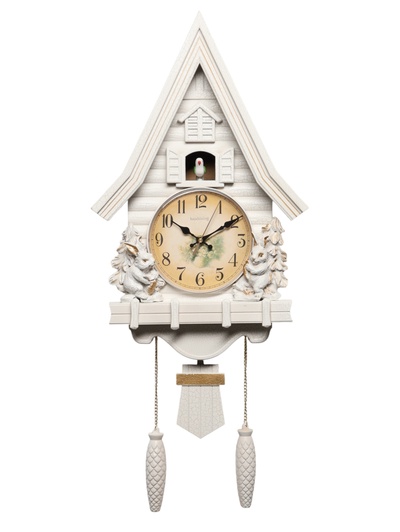 Часы настенные интерьерные большие с кукушкой «Зайчики», плавный ход, 62×32 см, белые
