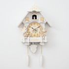 Часы настенные, серия: Маятник, "Замок с птицами", плавный ход, 63 х 8 х 32 см, белые - фото 2071179
