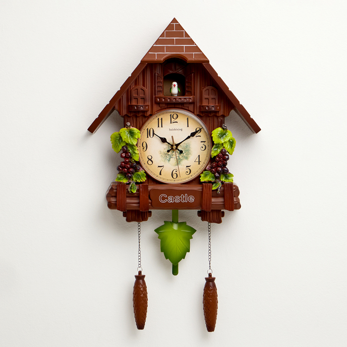 Часы настенные интерьерные большие с кукушкой «Лоза», плавный ход, 63×10×36 см, коричневые - Фото 1