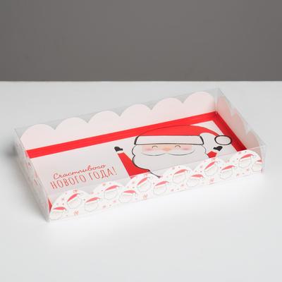 Коробка для кондитерских изделий с PVC крышкой «Счастливого Нового года!», 10.5 × 21 × 3 см 512879