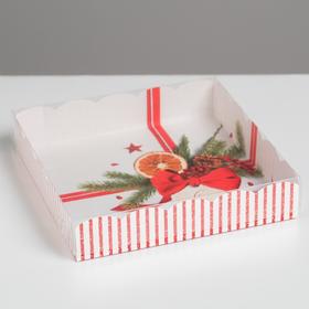 Коробка для кондитерских изделий с PVC крышкой «С Новым годом!», 15 х 15 х 3 см, Новый год