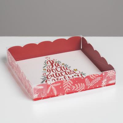Коробка для кондитерских изделий с PVC крышкой «Радости», 15 х 15 х 3 см