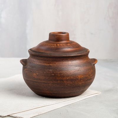 Горшок для запекания с крышкой «Лоли», гладкий, красная глина, 600 мл