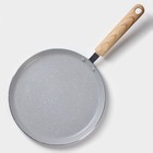 Сковорода блинная Доляна Grit, d=24 см, ручка soft-touch, антипригарное покрытие, индукция, цвет серый - Фото 2