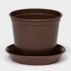 Горшок для цветов с поддоном «Доляна», 800 мл, пластиковый, коричневый, оттенок МИКС - Фото 1