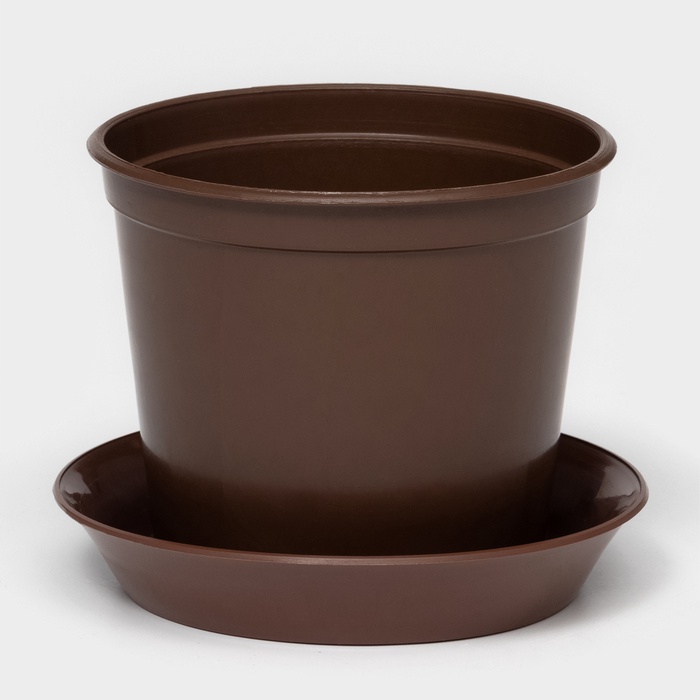 Горшок для цветов с поддоном «Доляна», 800 мл, пластиковый, коричневый, оттенок МИКС - Фото 1
