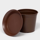 Горшок для цветов с поддоном «Доляна», 800 мл, пластиковый, коричневый, оттенок МИКС - Фото 2
