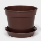 Горшок для цветов с поддоном «Доляна», 1 л, пластиковый, коричневый - Фото 1