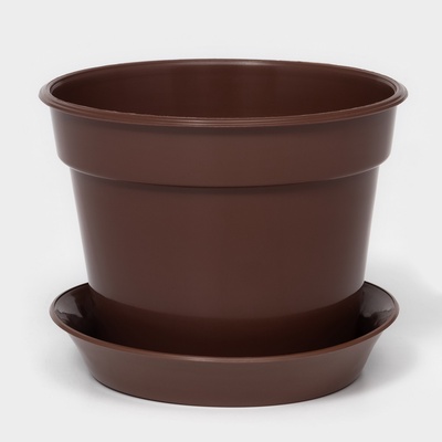 Горшок для цветов с поддоном «Доляна», 1 л, пластиковый, коричневый