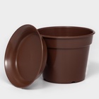 Горшок для цветов с поддоном «Доляна», 1 л, пластиковый, коричневый - Фото 4