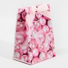 Пакет подарочный с лентой «Розовые шары», 13 × 19 × 9 см - фото 24145681