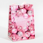 Пакет подарочный с лентой «Розовые шары», 13 × 19 × 9 см - фото 24145682