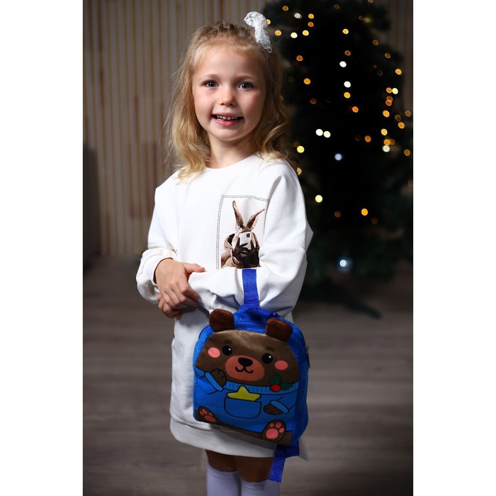 Новогодний детский рюкзак «Мишка со звёздочкой» 22х17 см, на новый год - фото 1905690163