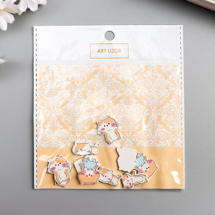 Декор для творчества дерево "Рыжие котята" набор 10 шт 2х1,8 см 5097755