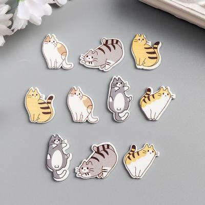 Декор для творчества дерево «Полосатые коты», набор 10 шт., 2.2×1.6 см