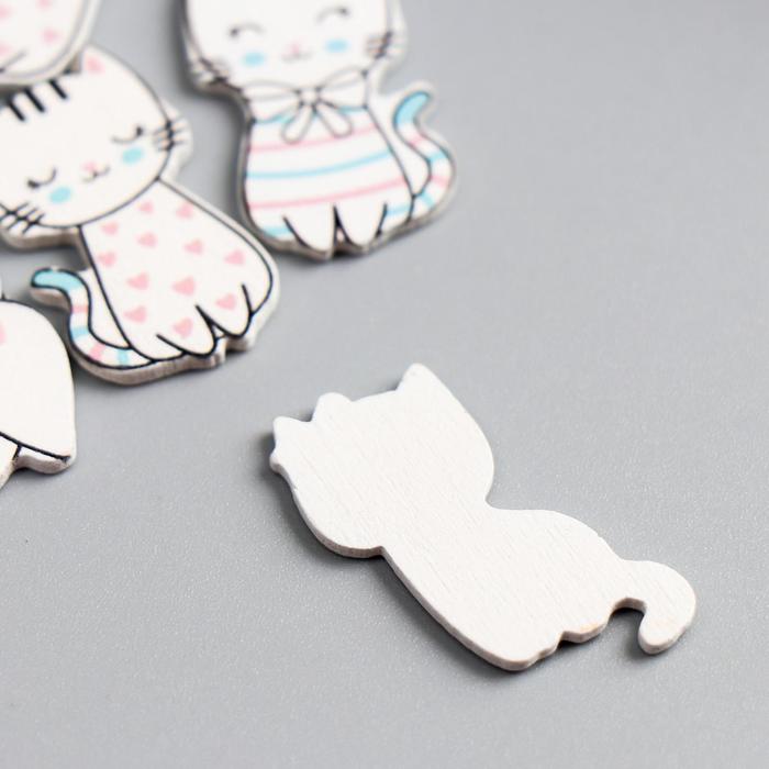 Декор для творчества дерево "Милые кошечки" набор 10 шт 2,7х1,7 см 5097758