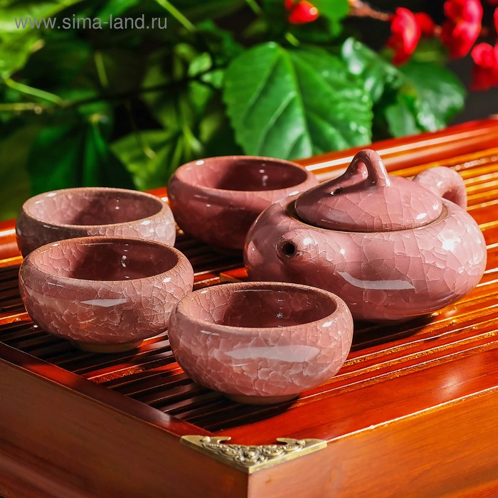 Набор для чайной церемонии «Искушение», 5 предметов: чайник 150 мл, чашка 50 мл, цвет розовый - Фото 1
