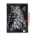 Гравюра на новый год «Звери у ёлки», с металлическим эффектом, А4 - Фото 4