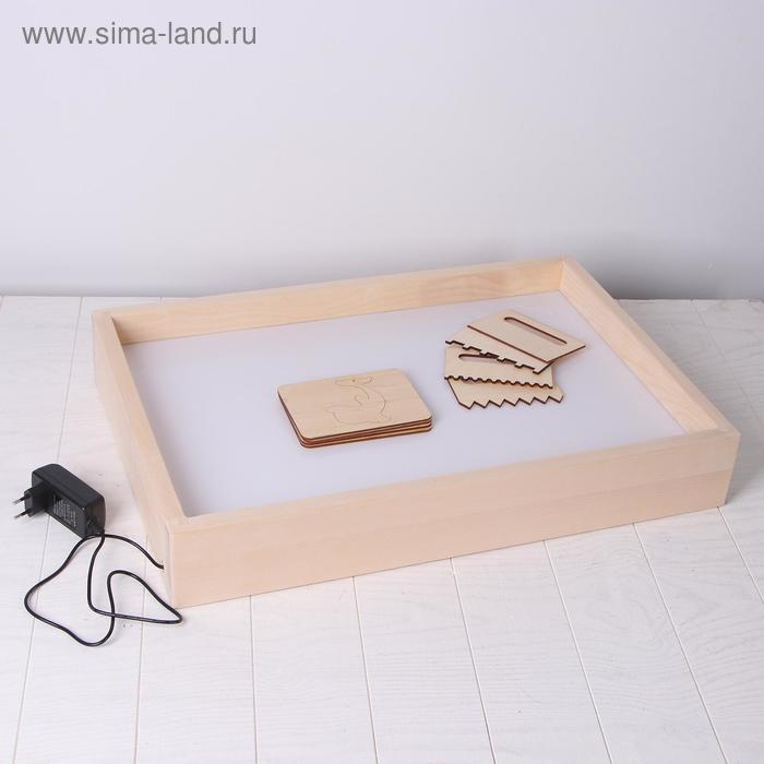 Планшет для рисования песком 40 × 60 см, с белой подсветкой, гребень и трафарет - Фото 1