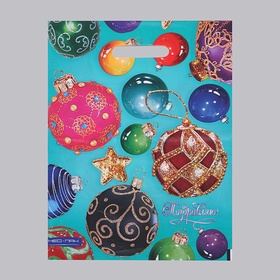 Пакет новогодний подарочный «Яркий праздник», полиэтиленовый с вырубной ручкой, л 30×40 см