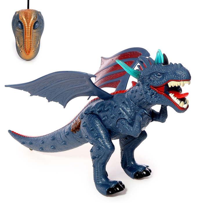 Дракон радиоуправляемый, дышит паром, световые и звуковые эффекты, работает от батареек - Фото 1