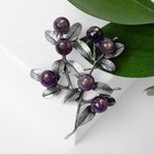 Брошь «Веточка» аметиста, фиолетовая в сером металле - Фото 2