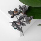 Брошь «Веточка» самоцветная, разноцветная в сером металле - Фото 3