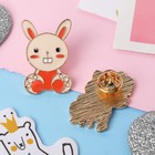 Набор значков «Мультики» единорог и зайчик, цветные в золоте - Фото 3