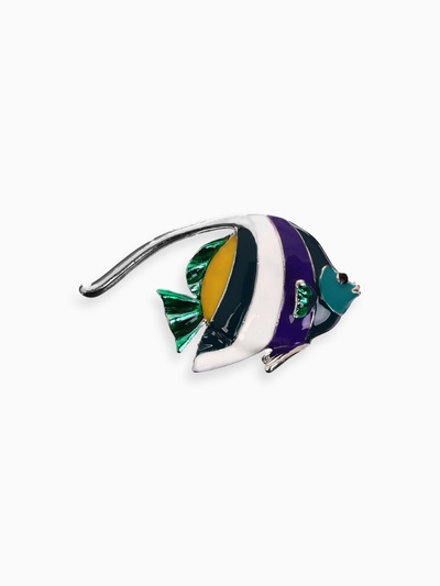 Брошь «Рыбка ангел», разноцветная в серебре
