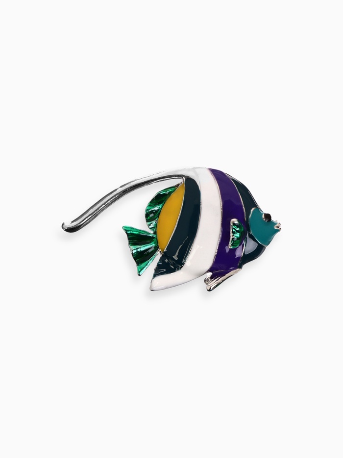 Брошь «Рыбка ангел», разноцветная в серебре - Фото 1