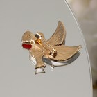 Брошь «Голуби» с сердечками, бело-красная в золоте - Фото 3