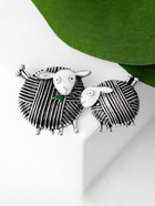 Брошь "Овечки" пара, цвет белый в чернёном серебре - фото 809215448