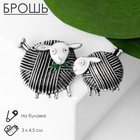 Брошь "Овечки" пара, цвет белый в чернёном серебре - фото 809215449