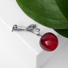 Брошь «Вишенка», цвет бордово-зелёный в серебре - Фото 3