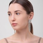 Серьги висячие со стразами «Голливуд» нити в квадрате, белые в серебре, 9.5 см - Фото 2