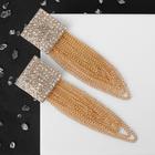 Серьги висячие со стразами «Голливуд» нити в квадрате, цвет белый в золоте - Фото 2