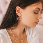 Серьги с перламутром "Эвери" круг малый,цветные в матовом золоте - фото 24421328